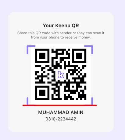 Keenu QR scan screen